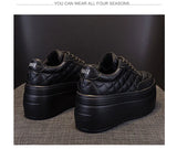 Fujin 8cm New Sewing Genuine Leather Platform Wedge Ankle Boots Chunky Sneakers Women Comfy Spring Autumn Supportive Pumps Shoes