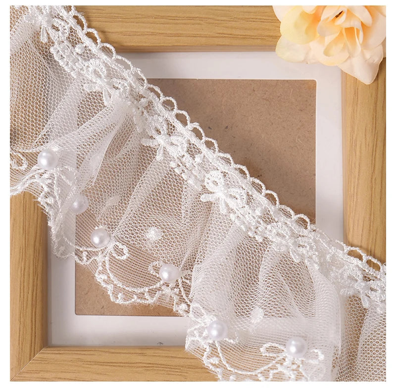 6CM Wide Modern Pleated Mesh Yarn Lace Trim Ribbon Dress Hair Accessories Boots Bag Pet DIY Crafts Supplies Decoration Fabric