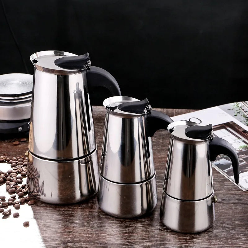 Stainless Steel Coffee Pot, Mocha, Espresso, Latte Percolator, Stove, Coffee Maker, Drink Tool, Cafetiere, Latte Stovetop