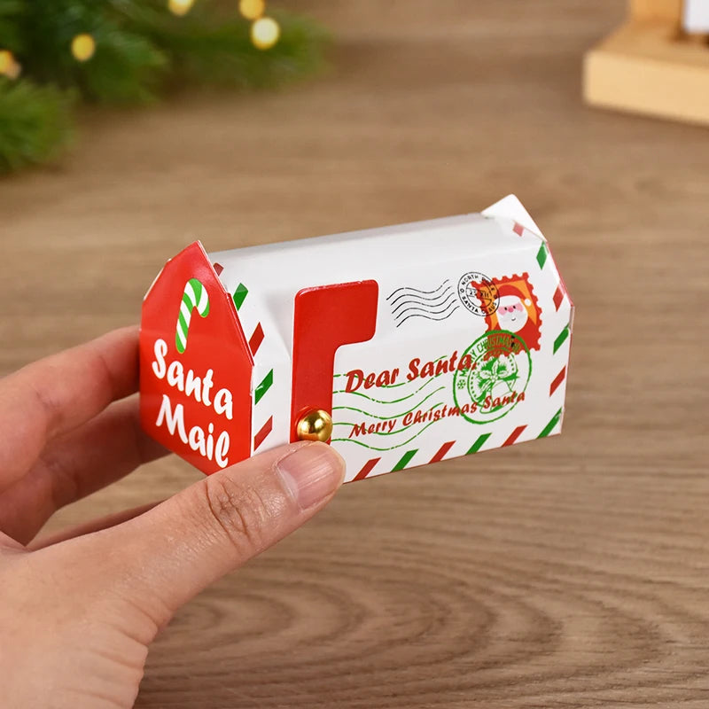 6/24pcs Christmas Mailbox Shape Candy Gift Box Kids Xmas Cookie Snack Packing Box Bag 2024 Navidad Noel Home Decor 2025 New Year