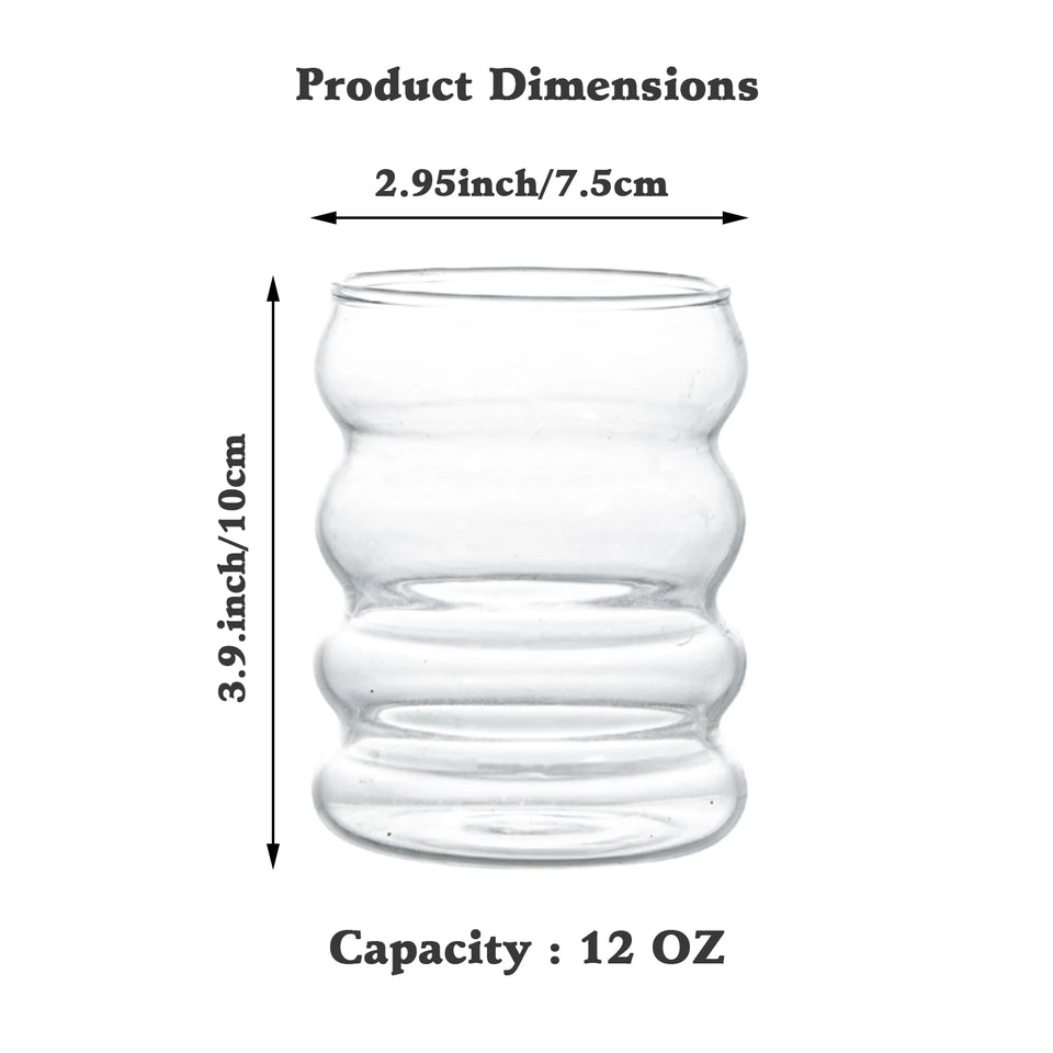 1-4PCS Creative Glass Cup Heat-resistant Tumbler Drinkware Tea Juice Milk Coffee Mug Home Water Glasses Ripple Mug 350ml