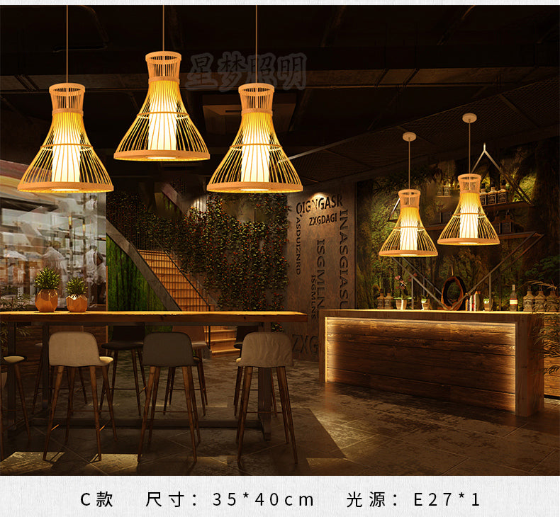 Bamboo Artwork Chandelier Lantern Tea Room Restaurant Restaurant Hot Pot Restaurant Japanese Style Retro Zen