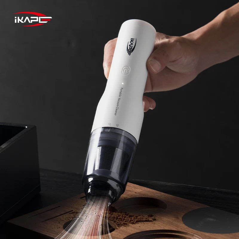 IKAPE Coffee Grounds Vacuum For Bar/Car/Desktop Portable Wireless Handheld Barista Cleaner With 13Kpa Powerful Suction&Blower