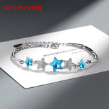 Wholesale Genuine 925 Sterling Silver Bracelet New Arrivals Female Fashion Jewelry Stars Shape Pendant Bracelet Women Girls