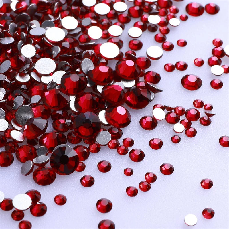 1440Pcs Mix Size Glass Flatback Rhinestone Glitter Crystal AB Round Diamond Non Hotfix Glue On Stone for DIY Nail Art Decoration
