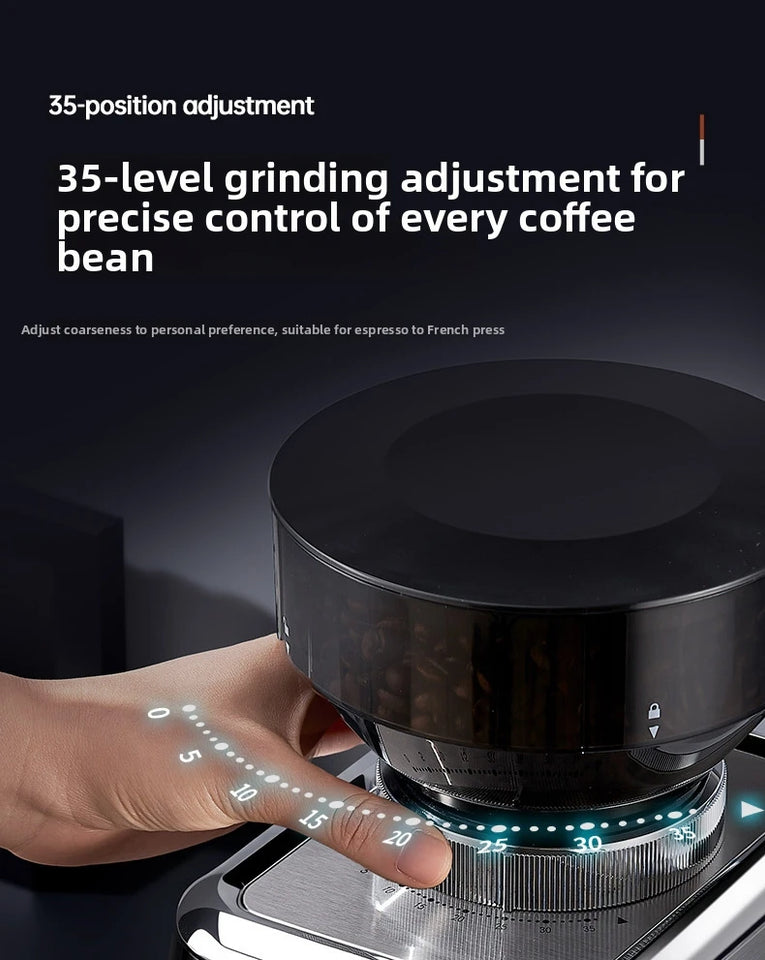 Touchscreen Electric Coffee Grinder - Automatic Commercial & Home Use, Stainless Steel Burr Mill with Dose Control, LCD Display