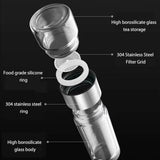 420ML Tea Cup Easy To Clean Glass Tea Cup with Double-layer Tea Infuser Tea Infuser Water Cup Suitable for Office Outdoor Travel