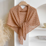 Korean Hollow Out Knitted Shawl Summer Air Conditioning Fake Collar Neck Guard Knit Thin Knotted Cape Shoulder Scarf For Women