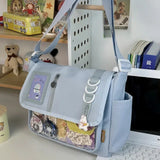 Y2K Japanese Harajuku School Bags for Teenage Girls New Transparent Itabag Crossbody Bag DIY Badges Display Plate Ita Bag