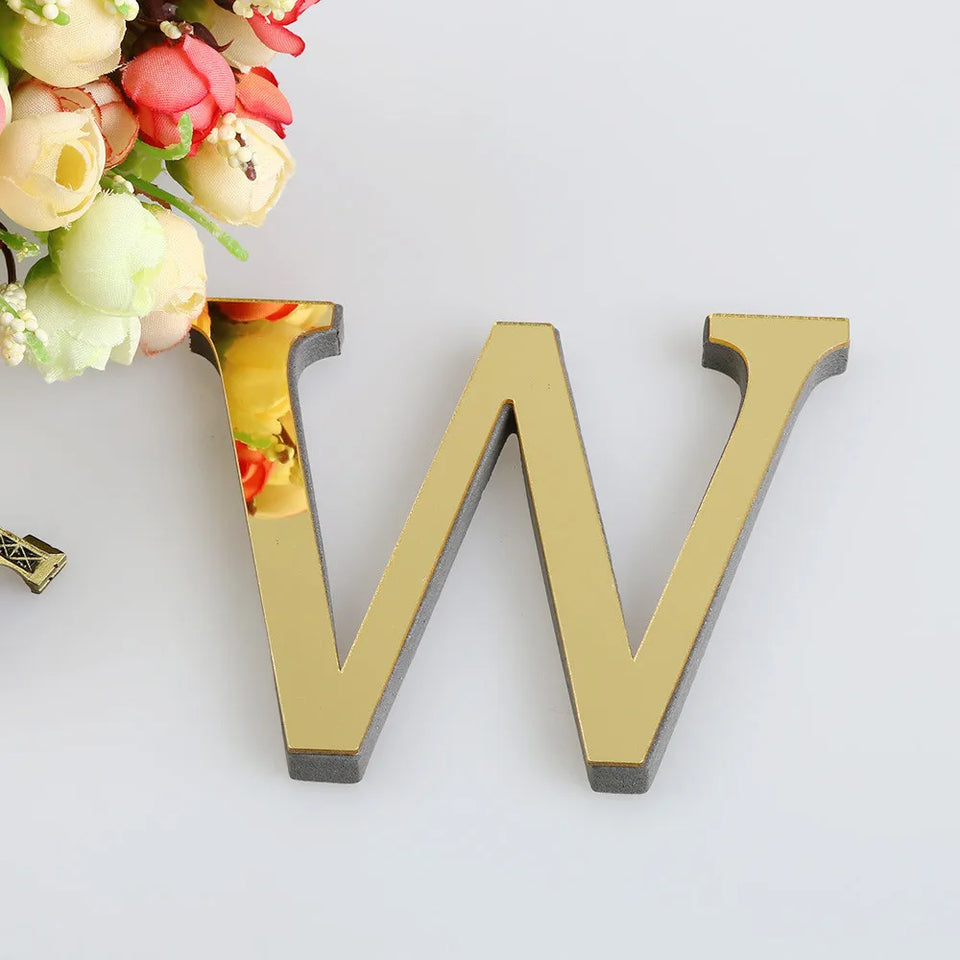 10CM 26 English Letters Wall Sticker 3D Mirror Acrylic Gold Wall Sticker Decals Self-Adhesive Home Party Decor Wall Art Mural