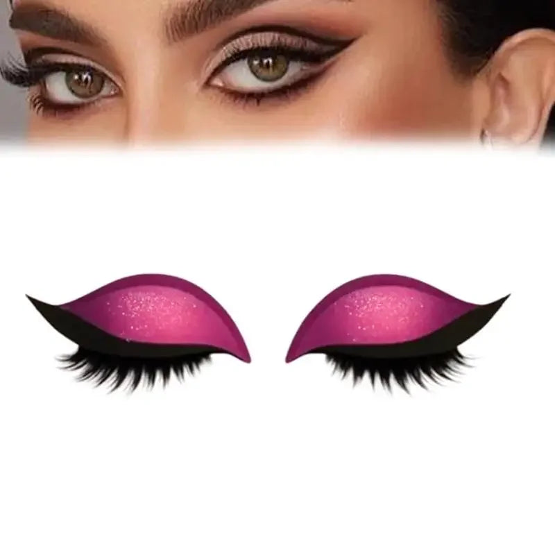 Eyeshadow And Eyelash Stickers, Lazy Eye Shadow Eyelash Patch, 2-in-1 Reusable Eye Makeup Stickers Self-Adhesive Quick Makeup