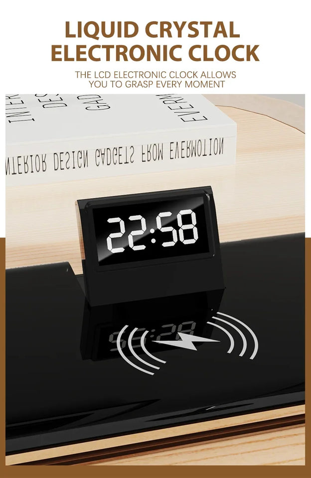 Multifunction LED Desk Lamp Wireless Charger Pad Stand Clock Bluetooth Speaker Night Light USB Port Night Lighting