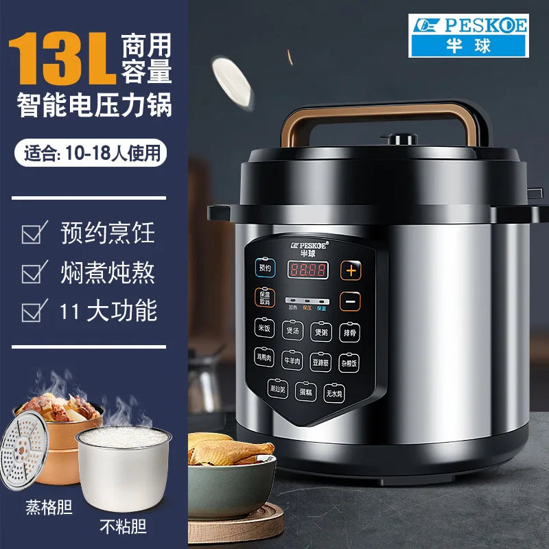 ‌13L Commercial Heavy Duty Pressure Cooker,Restaurant Grade Electric Steamer,Breakfast Buffet Auto Keep Warm Function