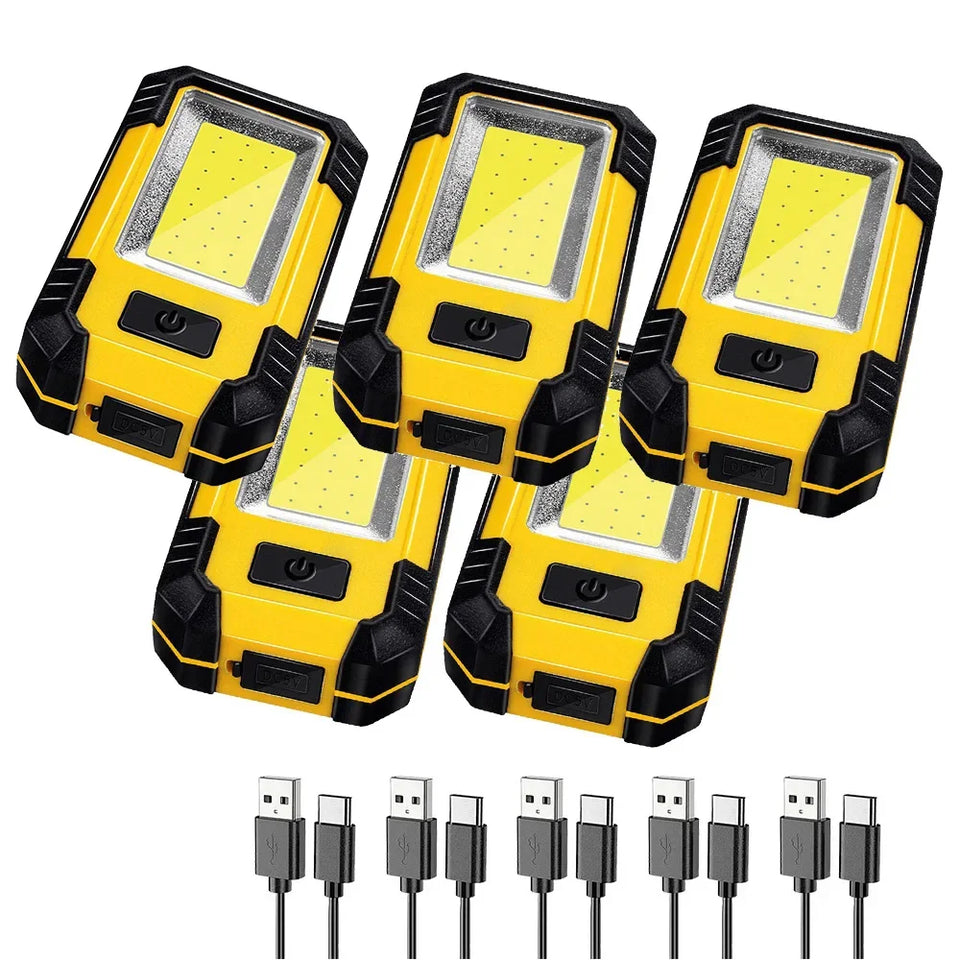 1-5PC COB Worklight USB Rechargeable LED Flashlight Power Bank 18650 Portable Camping Lamp with Magnet Waterproof Lantern 4000mA