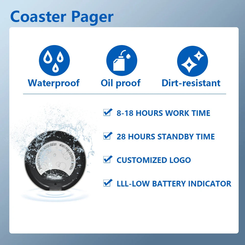 Ycall Hot Sale Wireless Restaurant Waiter Coaster Paging System 1 Keyboard 10 Vibration Pager 1 Charger Calling Service Buzzer