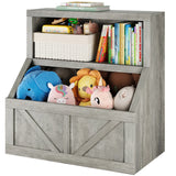Kids Bookshelf Wooden Toy Storage Organizer with Cubby Toddler Bookcases for Playroom Children's Room Bedroom Nursery School
