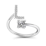 LATS Zircon Initial A-Z Letter Rings for Women Girl Adjustable Opening Ring Name Alphabet Female Wedding Fashion Jewelry Gift