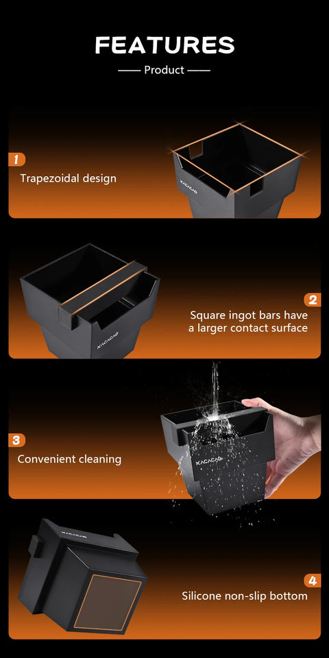 KACACAO Coffee Knock Box Espresso Grounds Container Dump Bin Bucket Anti Slip Powder Beveled Residue Barista Accessories Tools