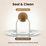 Four size spherical cork transparent glass sealed cans, suitable for storing coffee beans/tea leaves and kitchen storage