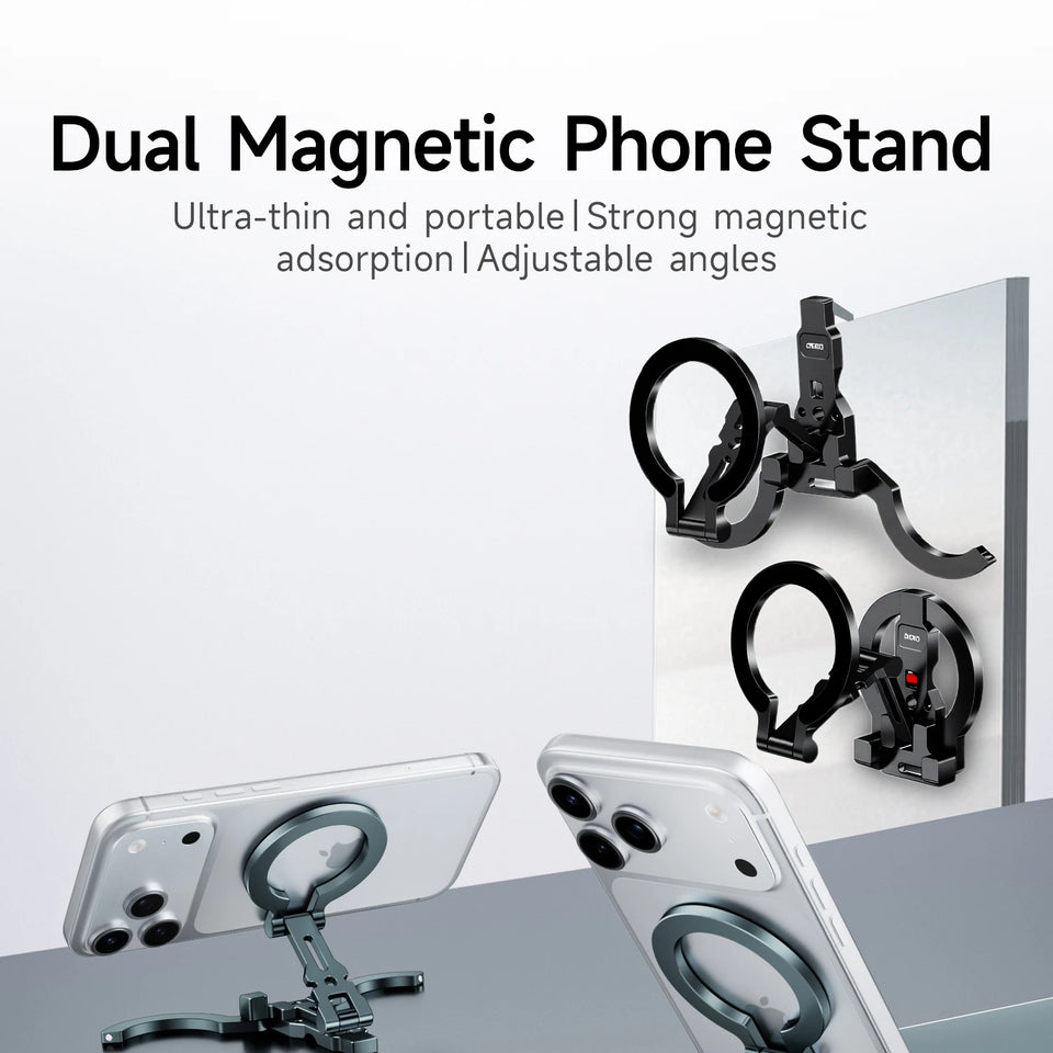 XILETU COBONE Dual-sided Magnetic Phone Stand|Slim Foldable Magsafe 1/4" Mount for iPhone 17-13 Vlog Travel Selfie Live Tripod