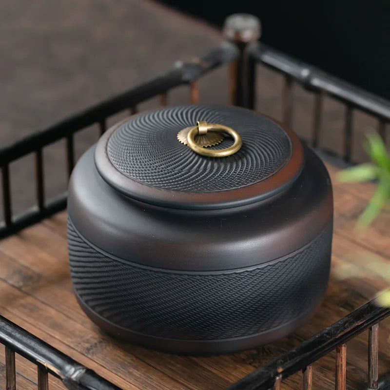 tea organizer Porcelain Purple pottery tea can Sealed moisture-proof jar ceramic purple clay awaken tea jar Pu erh storage jars