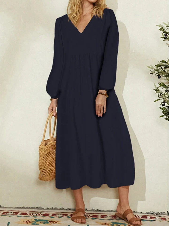 Spring/Summer New Arrivals Women's Cotton-Linen Blend Loose Bell-Sleeve Dress Casual Elegance for Everyday Wear