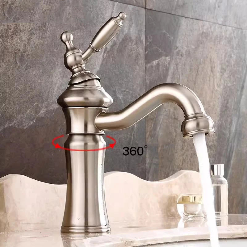 Chrome Basin Faucet Brass Black 360° rotatable basin faucet European-style Hot and Cold mixing faucet Brushed