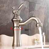 Chrome Basin Faucet Brass Black 360° rotatable basin faucet European-style Hot and Cold mixing faucet Brushed