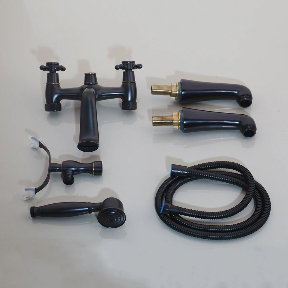ZAPPO Bathtub Faucet Vintage Telephone Style with Dual Handles Deck mounted bathtub Faucet set Hot and Cold Water Mixer Tap