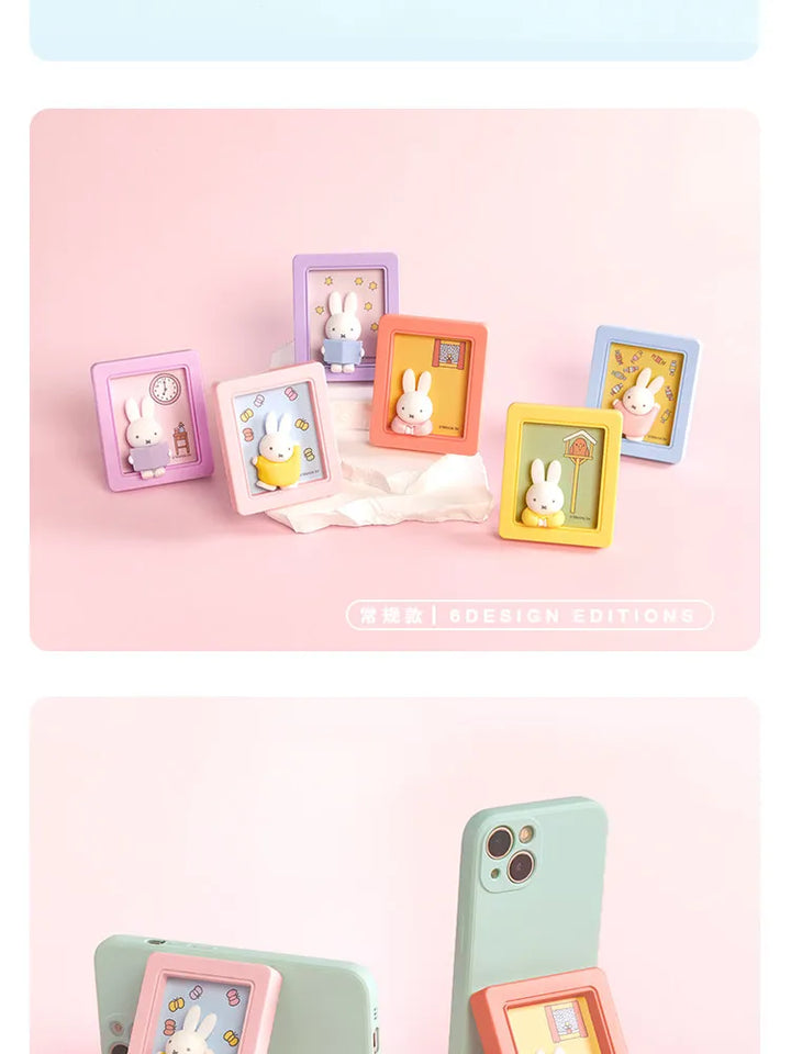 Miffy Photo Frame Phone Stand Blind Box Studying Reading Dreaming Rabbit Model Magnetic Refrigerator Sticker Decoration Gift