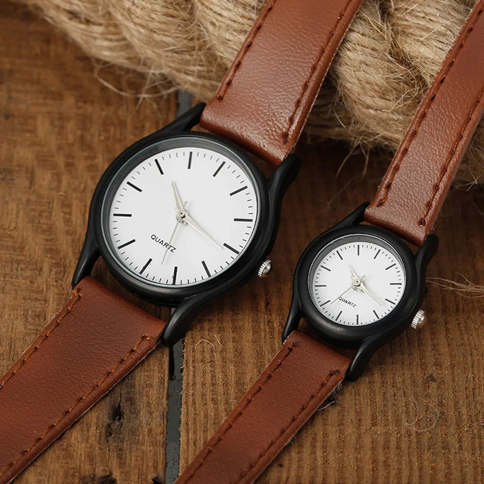 Classic Lovers Watches Men Women Casual Leather Strap Quartz Men's and Women's Pair Quartz Watch Gift High Quality