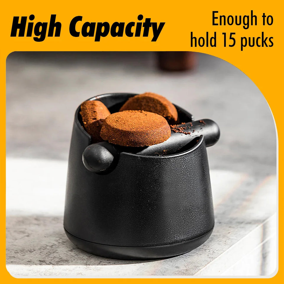 White Coffee Knock Box with Rubber Knock Bar 800ML Black Espresso Grounds Container Anti Slip Coffee Grind Waste Dump Bin