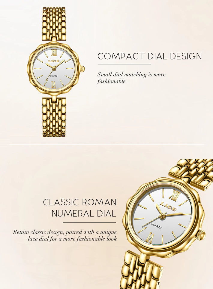 LIGE Elegant Creative Steel Quartz Women Watch Fashion Waterproof Watches For Women Original Brand Luxury Women's Bracelet Watch