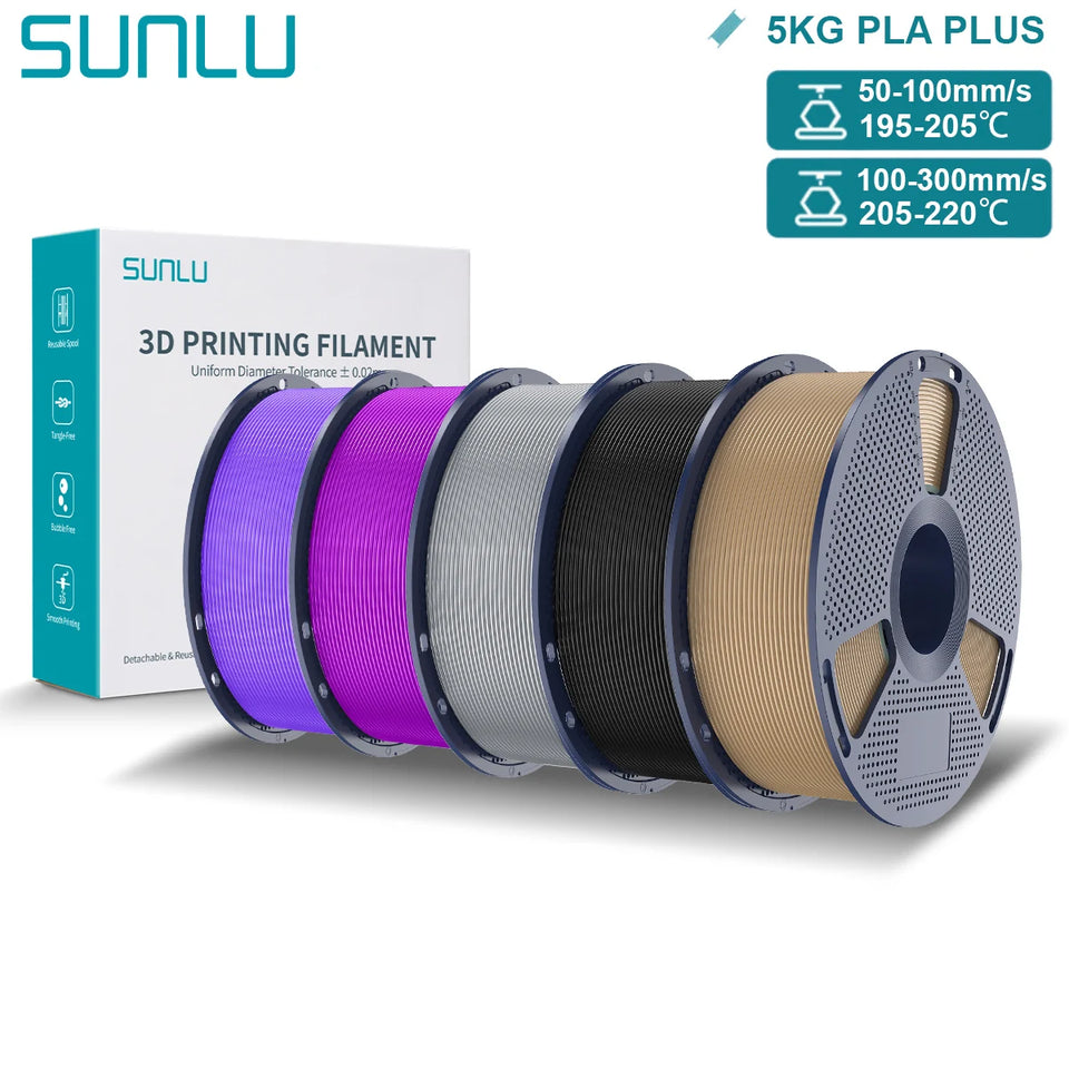 SUNLU Pla Plus 3D Filament 1.75mm Good Toughness Multicolor Neatly Wound PLA+ Filaments for FDM 3D Printing Materials 5KG