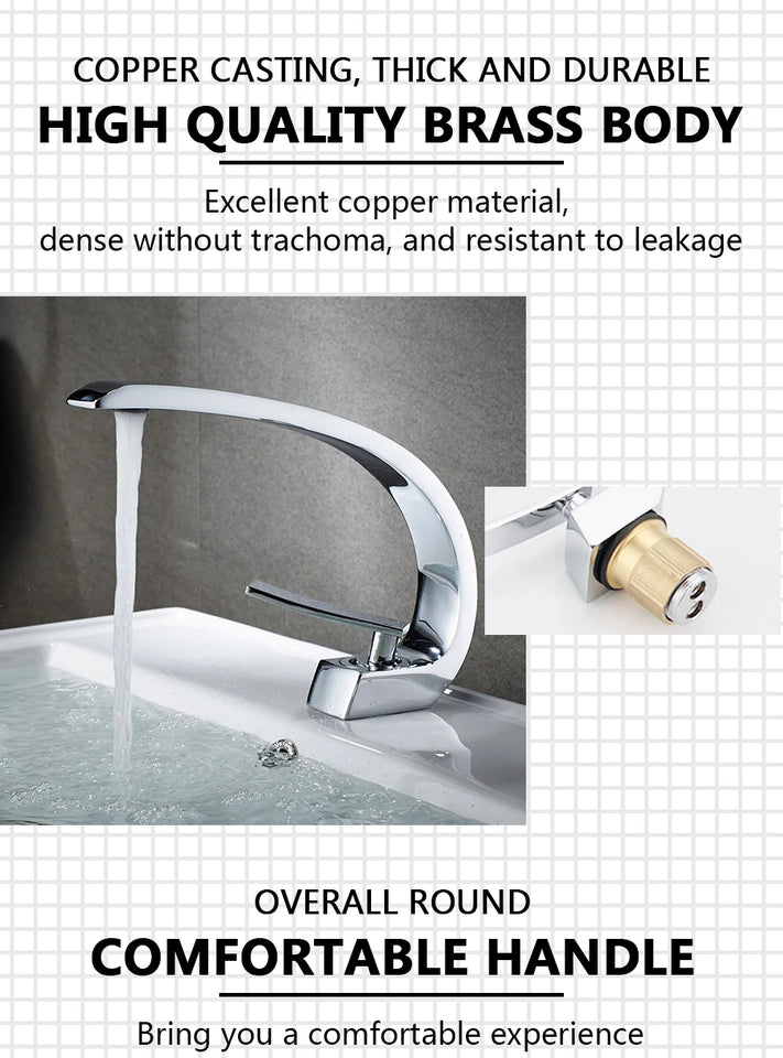 Basin Faucet Modern Bathroom Mixer Tap Black/chrome Wash basin Faucet Single Handle Hot and Cold Waterfall Faucet