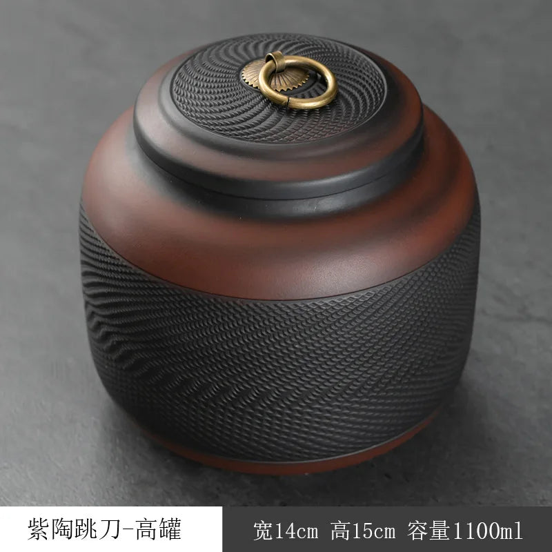 tea organizer Porcelain Purple pottery tea can Sealed moisture-proof jar ceramic purple clay awaken tea jar Pu erh storage jars