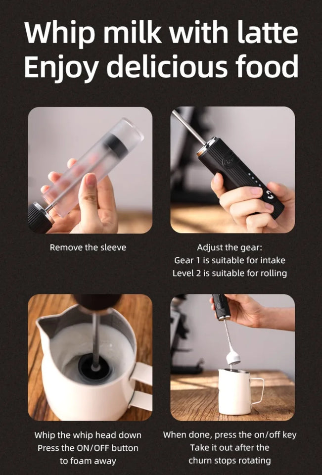 2025 New Milk Foamer Bincoo Coffee Frother Rechargeable Handheld Coffee Milk Electric Handle Blender Egg Beater Espresso Tool