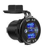12V/24V Triple USB C Car Charger Socket USB Outlets PD & 18W QC3.0 Aluminum Metal Car Socket Adapter with Touch Switch