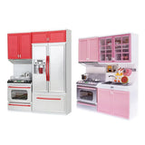 Pretend Play Toy Kitchen, Plastic Play Kitchen with Lights & Sounds, Cookware Pretend Cooking Food Set Toddler Gift Toy