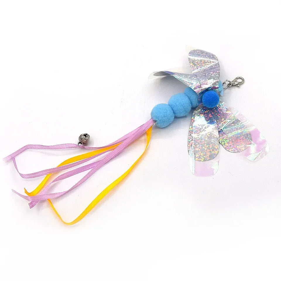 Cat Feather Toy Accessories False Birds Worm Toy with Bell Kitten Cat Toys Interactive Replacement Refill Foam Ball Training