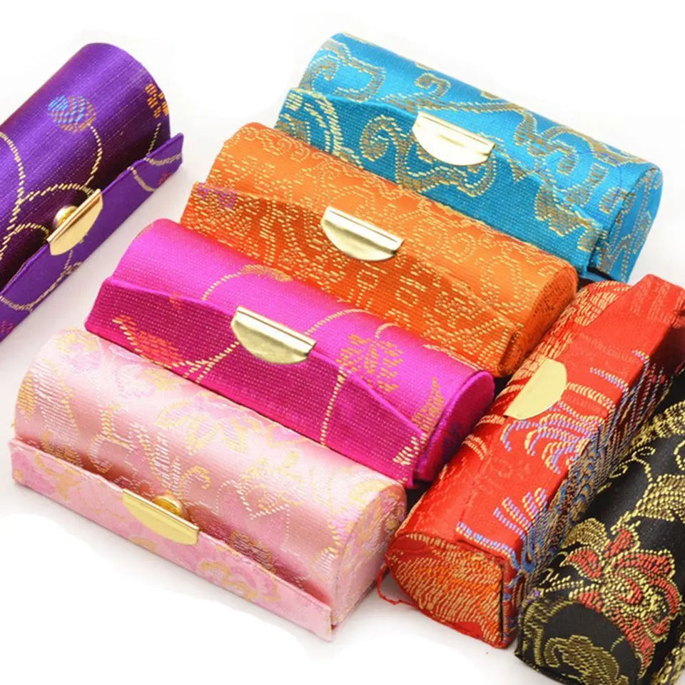 Color Packing Boxes Retro Cosmetic Bags Embroidered Flower Storage Box Lipstick Case Lipstick Holder Packaging Box Lipstick Box