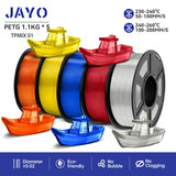 JAYO filaments petg 5Rolls Mixed colors 3D Printer Filament 1.75mm 100% No Bubble FDM 3D Printer Materials DIY Gift 1.1KG/1rolls