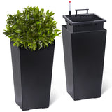 Rectangular Planters Set of 2, Large Plant Pots with Drainage Holes＆Water Level Monitor for Outdoor Indoor Patio Porch Rooms