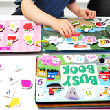 Interactive Silent Book Enhancing Recognition Numbers, English Letters, Fruits, Animals Weather Reusable Stickers Activity Books