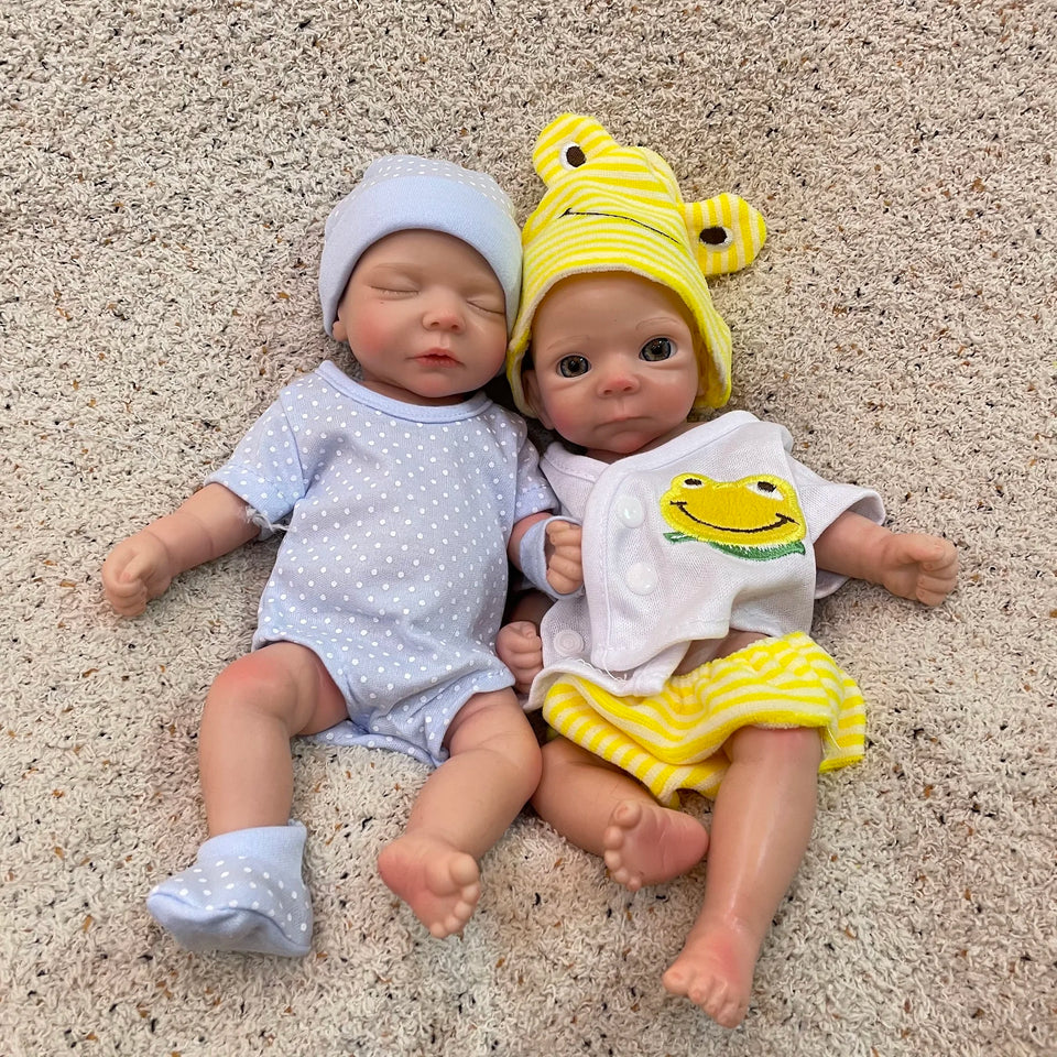 AnjoDoll 10Inch Silicone Girls Whole Body Soft Solid Silicone Reborn Doll Handmade Painted Washable Play Dolls Toys For Gifts