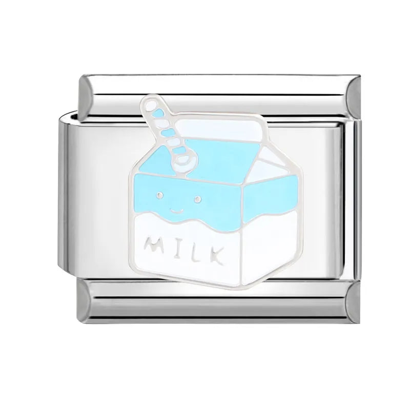 Cute Cats Flowers Planet Coffee Milk Cake Mountain Italian Charm Links Fit 9mm Stainless Steel Bracelet DIY Jewelry Making Gifts