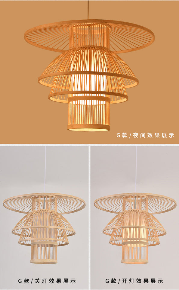 Bamboo Artwork Chandelier Lantern Tea Room Restaurant Restaurant Hot Pot Restaurant Japanese Style Retro Zen