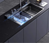 304 Stainless Steel Kitchen Sink, Large Single Sink, Thickened Whale Relief, Digital Display, Washbasin, Washbasin