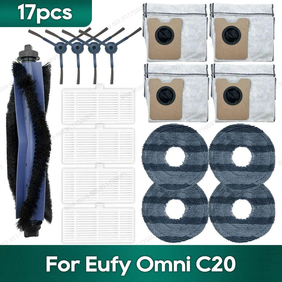 Compatible for Eufy Omni C20 Accessories Dust Bag Hepa Filter Roller Side Brush Mop Cloth Spare Parts