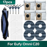 Compatible for Eufy Omni C20 Accessories Dust Bag Hepa Filter Roller Side Brush Mop Cloth Spare Parts